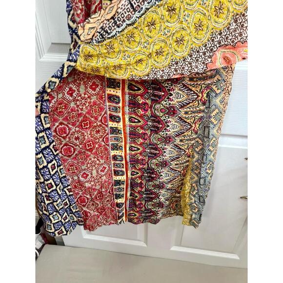 Desigual Dress Size EU 46 Multi-Color Patchwork Bohemian V-Neck Vibrant Eclectic - Picture 9 of 15